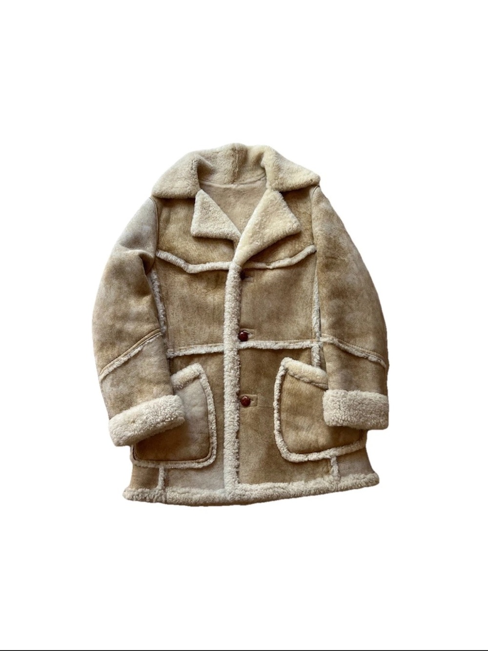 VTG Silverwoods Women's Tan Sherling Sheepskin Coat Jacket Size 40